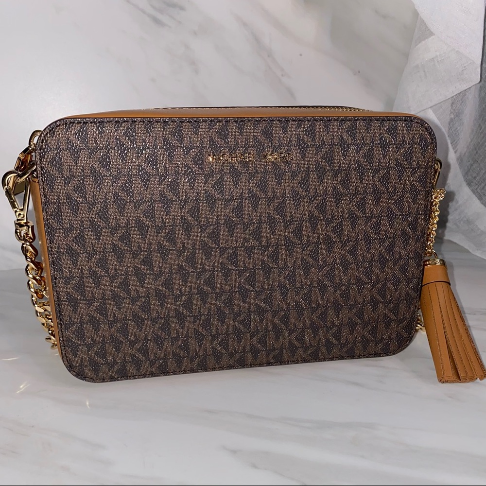 Michael Kors Medium Logo Leather Camera Ba…